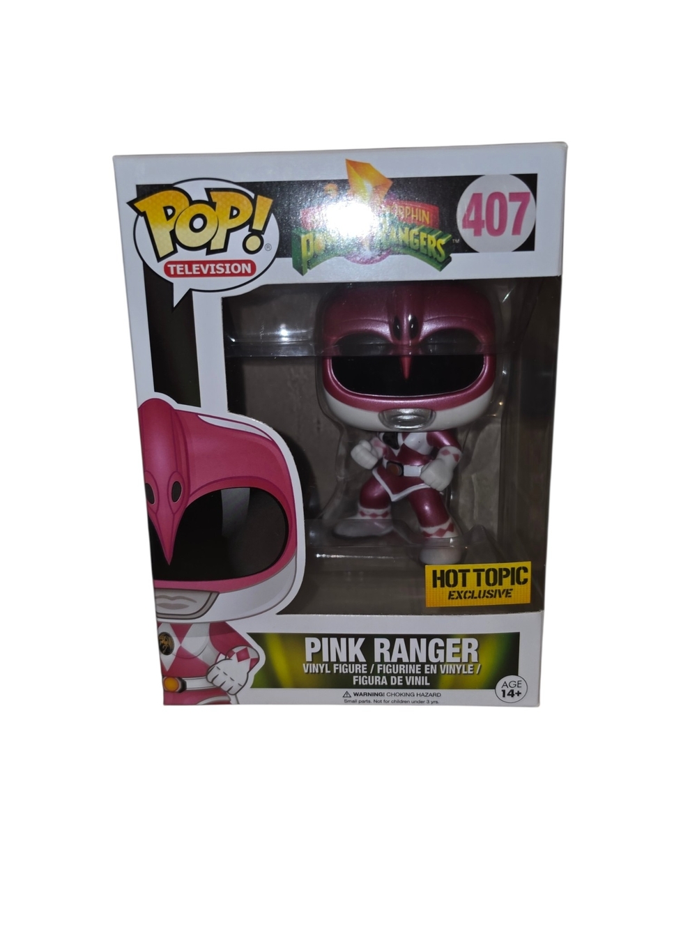 Funko Pop Power Rangers Pink Ranger #407 Hot Topic Exclusive Metallic Vinyl Figu